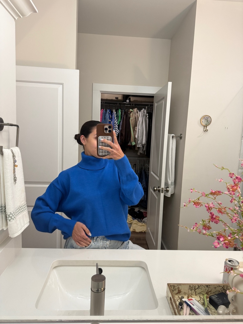 Classic Cobalt Blue Turtleneck Sweater - Women
